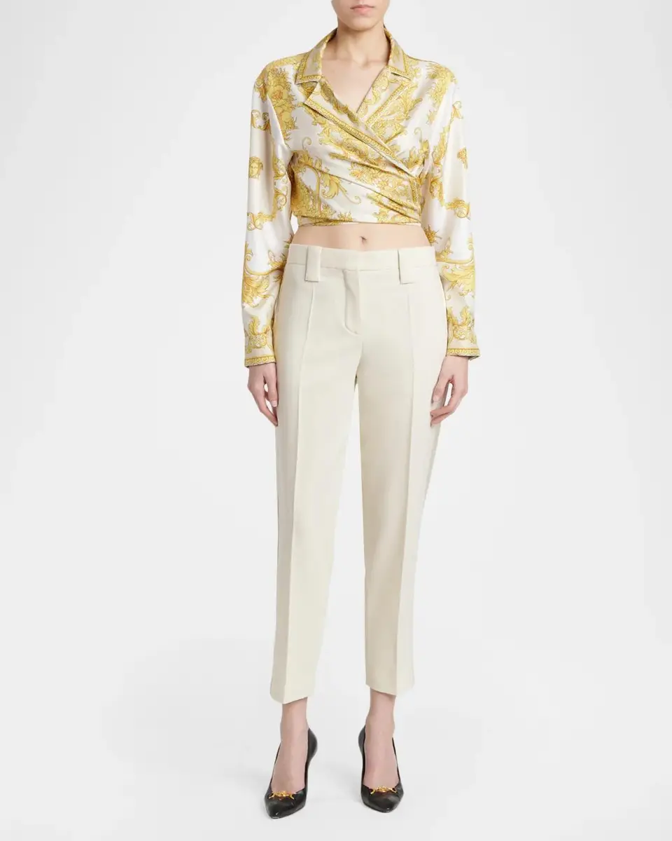 Versace New Barocco Cropped Silk Twill Shirt | Thumbnail 2
