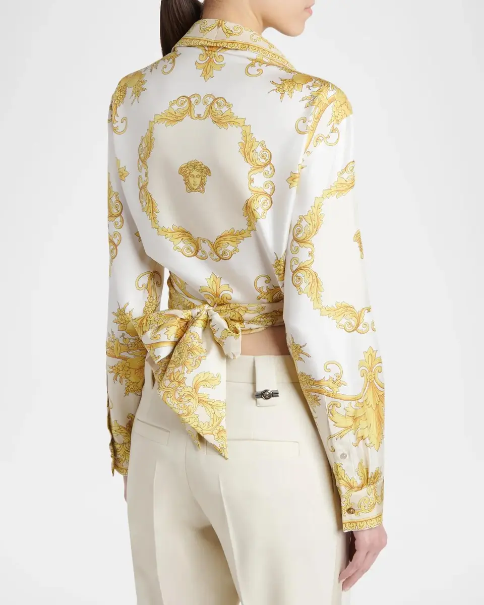 Versace New Barocco Cropped Silk Twill Shirt | Thumbnail 3