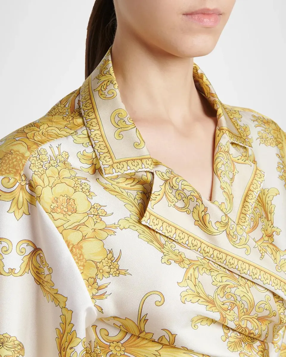 Versace New Barocco Cropped Silk Twill Shirt | Thumbnail 5