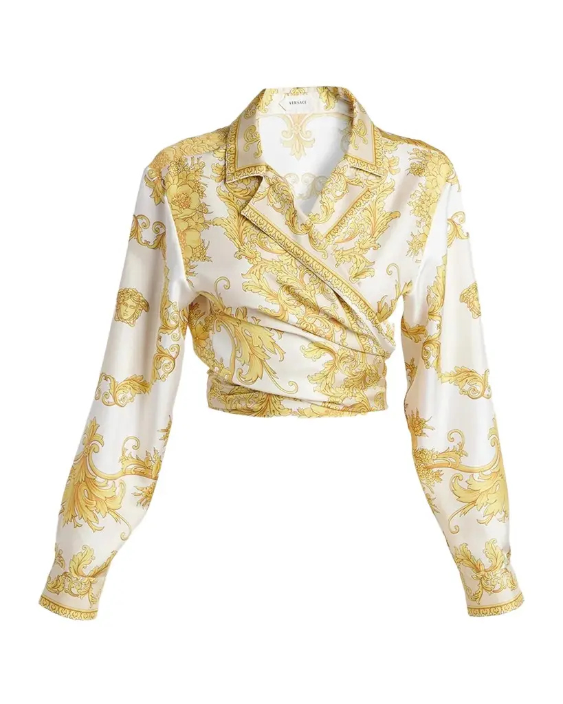 Versace New Barocco Cropped Silk Twill Shirt | Image 1 Versace New Barocco Cropped Silk Twill Shirt | Image 1