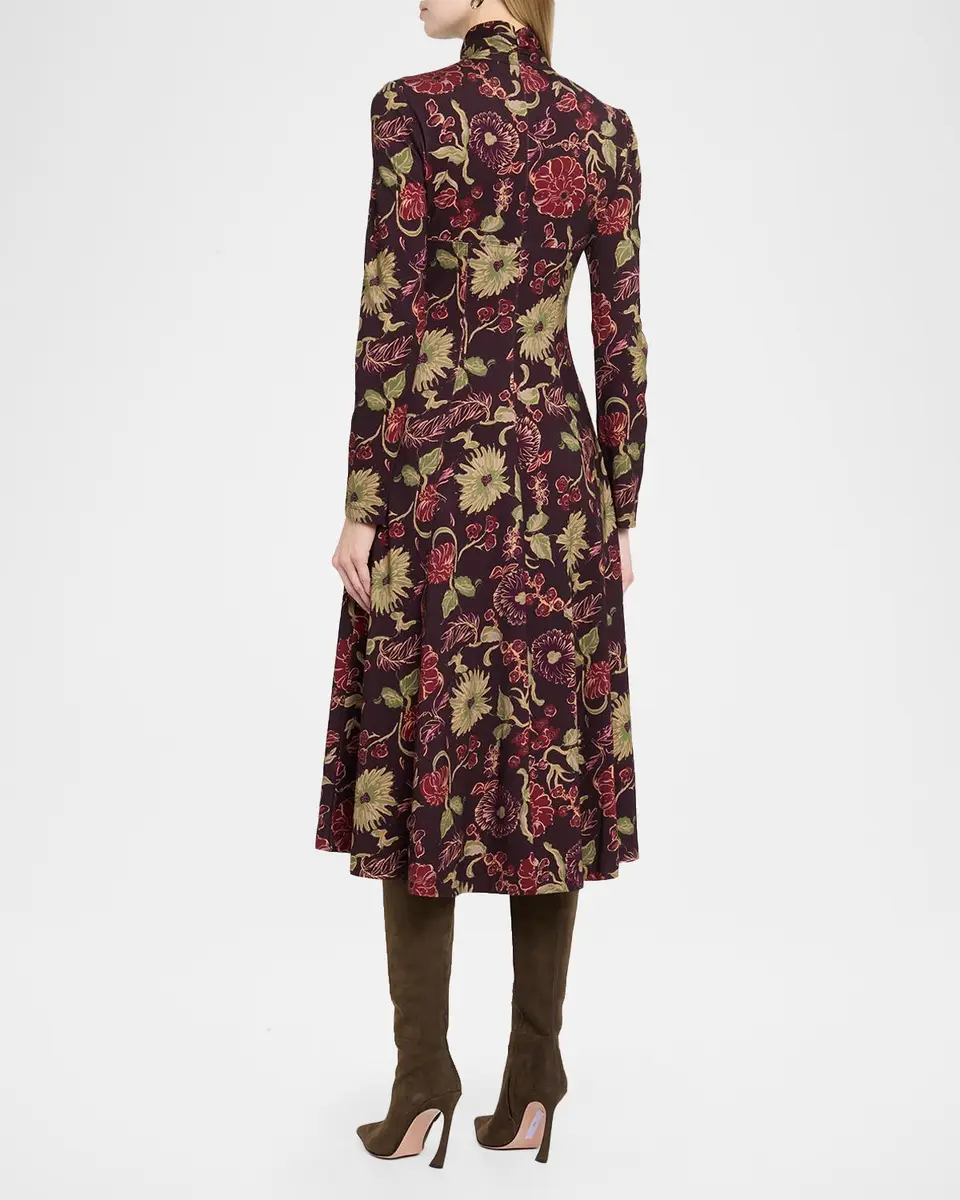 TANYA TAYLOR Thea Floral Turtleneck Midi Dress | Thumbnail 3