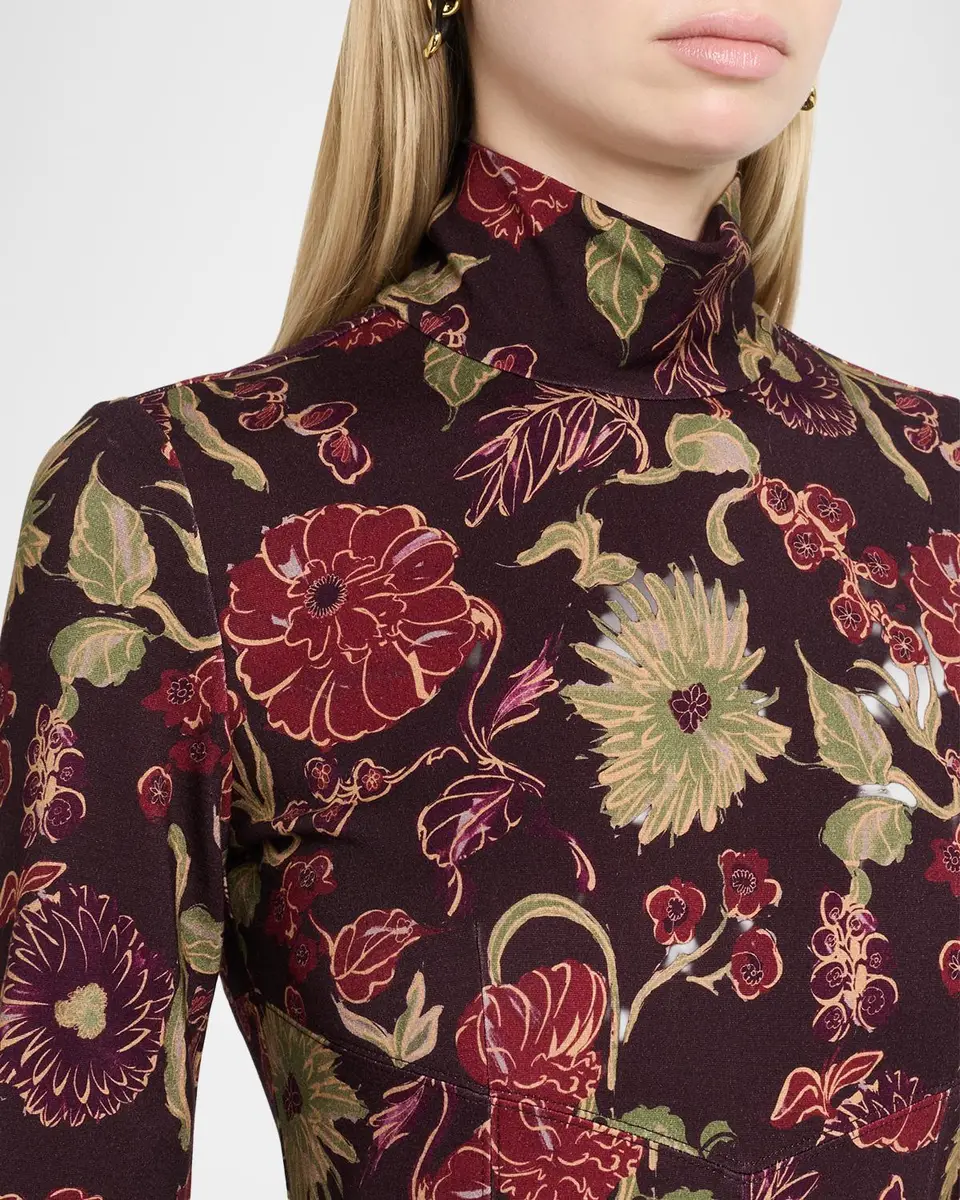 TANYA TAYLOR Thea Floral Turtleneck Midi Dress | Thumbnail 5