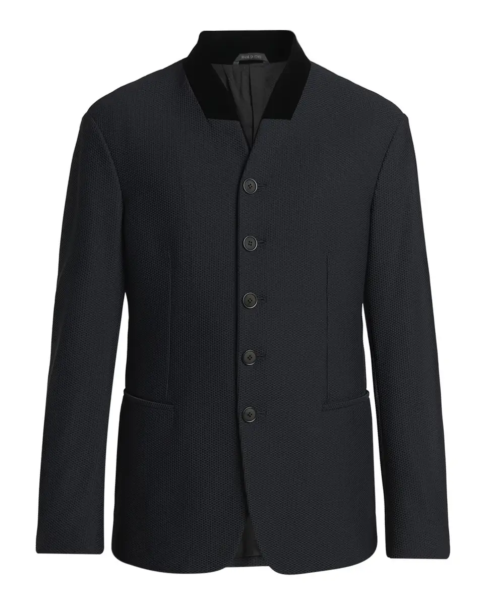 Giorgio Armani Men's Rice Stitch Stand-Collar Blazer | Thumbnail 3 Giorgio Armani Men's Rice Stitch Stand-Collar Blazer | Thumbnail 3