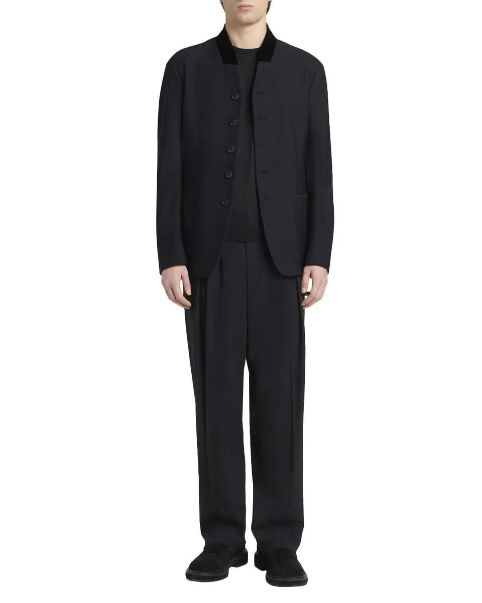 Giorgio Armani Men's Rice Stitch Stand-Collar Blazer | Thumbnail 4 Giorgio Armani Men's Rice Stitch Stand-Collar Blazer | Thumbnail 4