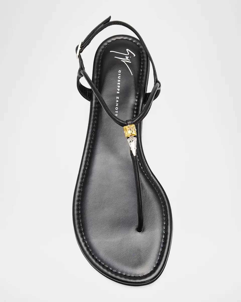 Giuseppe Zanotti Hobby Embellished Flat Leather Thong Sandals | Thumbnail 4 Giuseppe Zanotti Hobby Embellished Flat Leather Thong Sandals | Thumbnail 4