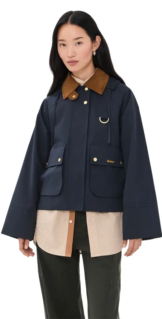 Barbour Terrington Showerproof Jacket Dark Navy/Shadow Classic | Image 1 Barbour Terrington Showerproof Jacket Dark Navy/Shadow Classic | Image 1