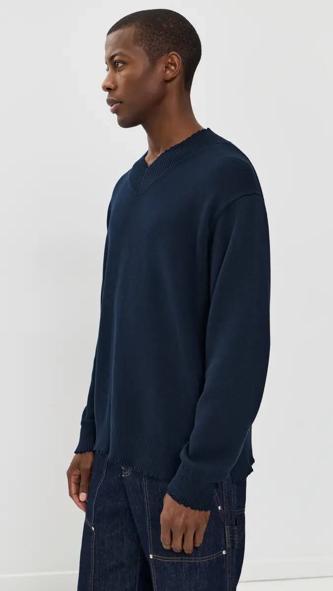 Helmut Lang Distressed V Neck Sweater | Thumbnail 4 Helmut Lang Distressed V Neck Sweater | Thumbnail 4