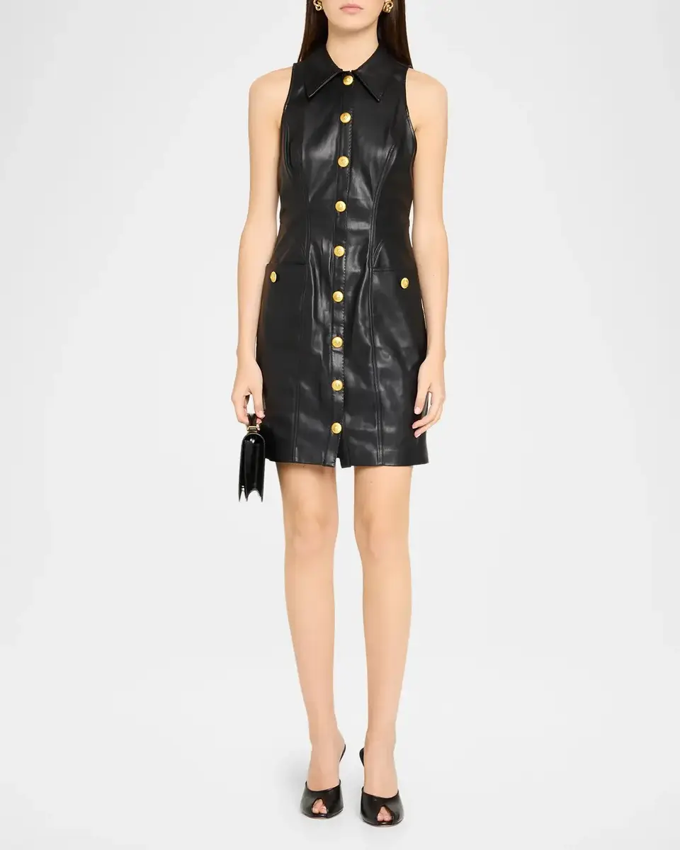 L'Agence Apolline Sleeveless Faux-Leather Mini Dress | Thumbnail 2 L'Agence Apolline Sleeveless Faux-Leather Mini Dress | Thumbnail 2