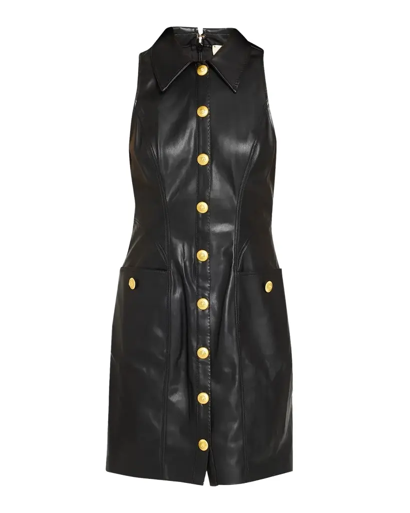 L'Agence Apolline Sleeveless Faux-Leather Mini Dress