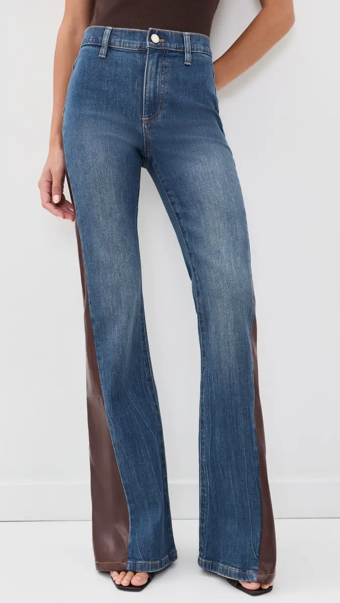 Alice + Olivia Faux Leather Godet Flare Jeans | Thumbnail 2 Alice + Olivia Faux Leather Godet Flare Jeans | Thumbnail 2