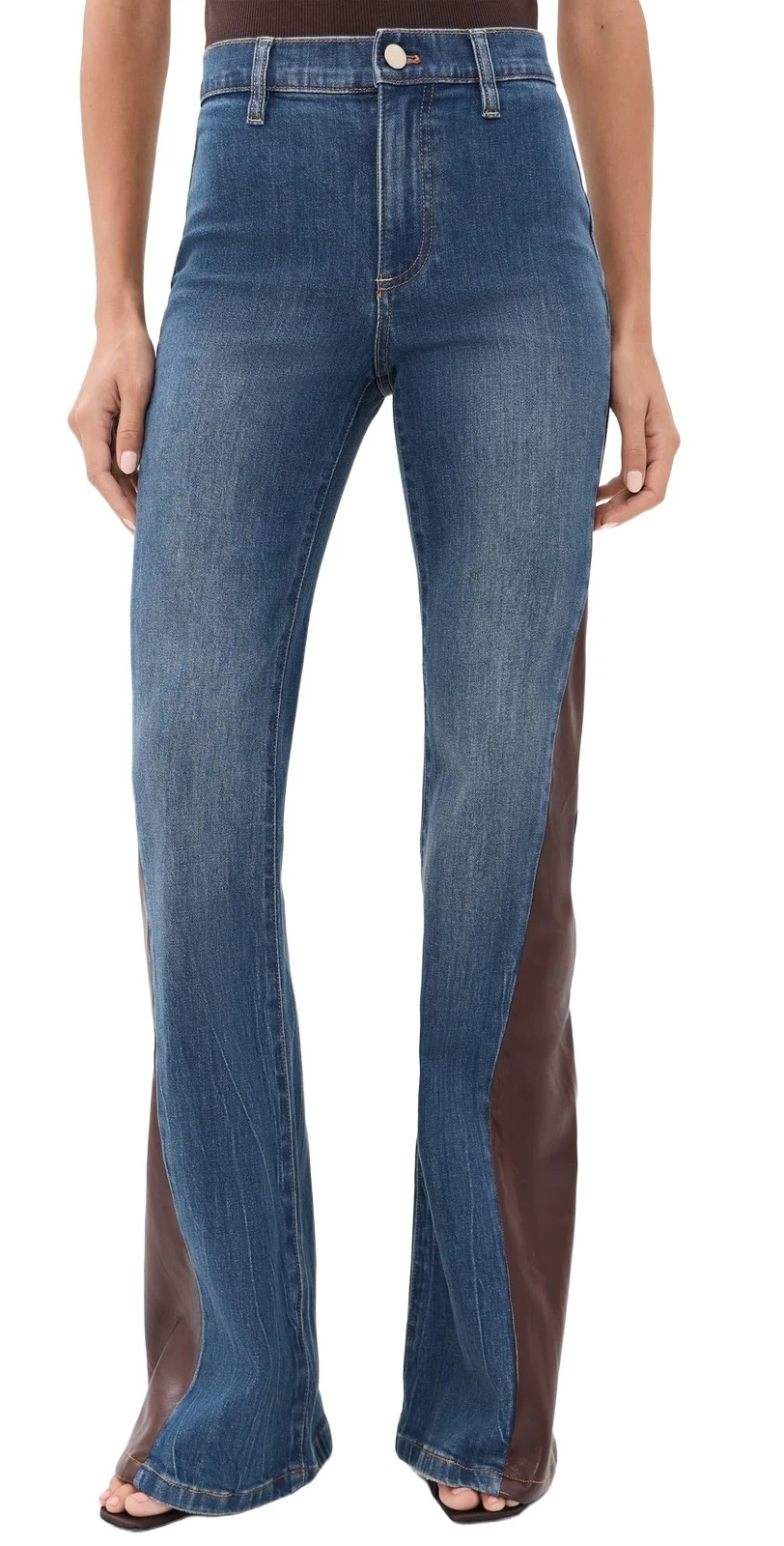 Alice + Olivia Faux Leather Godet Flare Jeans