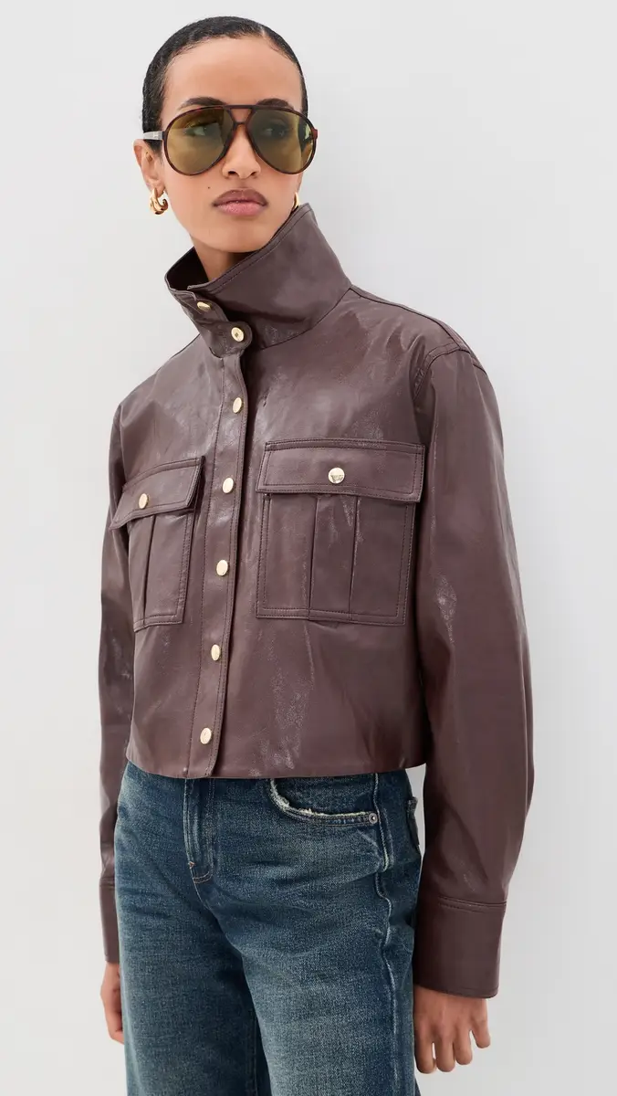Alice + Olivia James Faux Leather Cropped Jacket | Thumbnail 2 Alice + Olivia James Faux Leather Cropped Jacket | Thumbnail 2