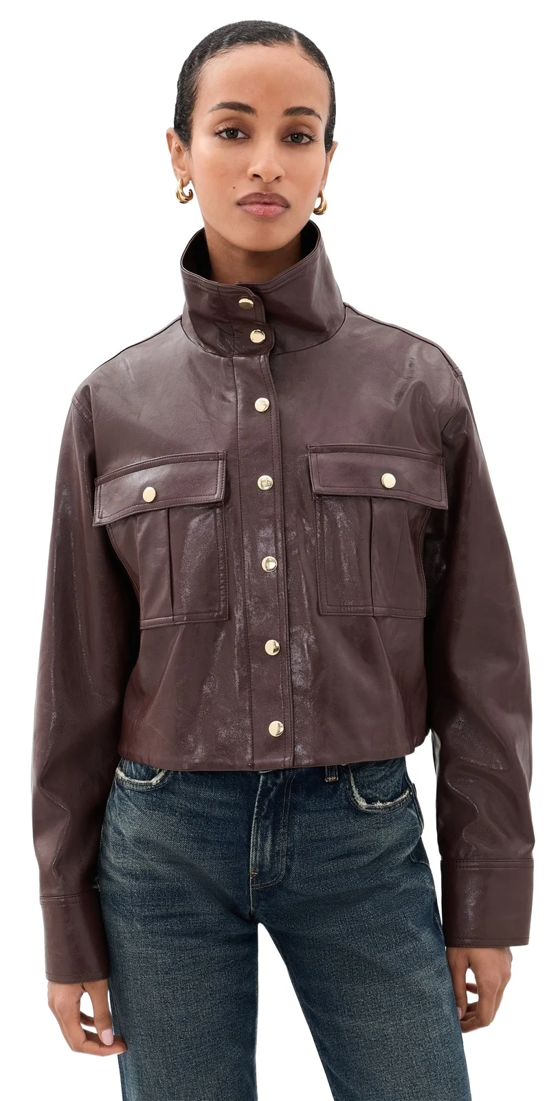 Alice + Olivia James Faux Leather Cropped Jacket