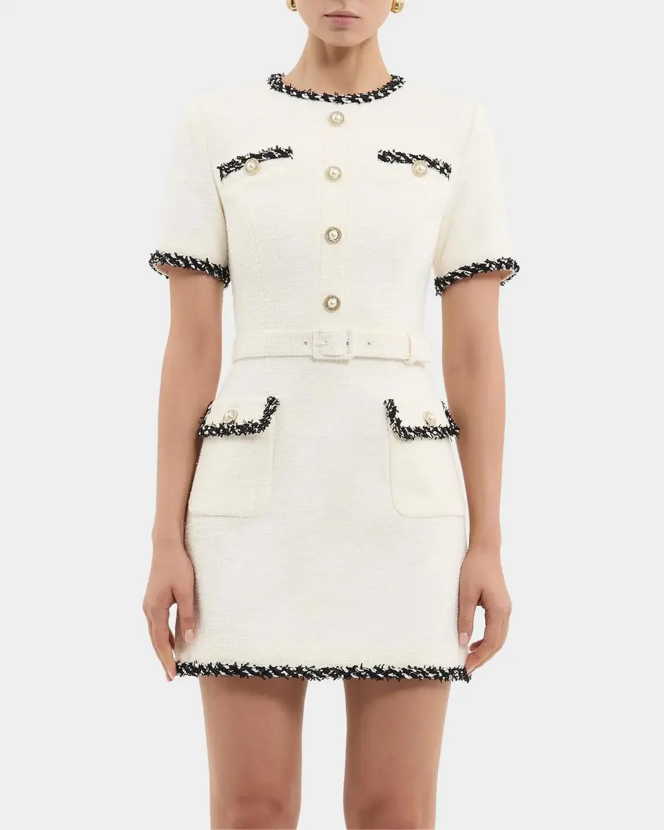 Rebecca Vallance Jacquie Contrast-Trim Tweed Mini Dress | Thumbnail 3