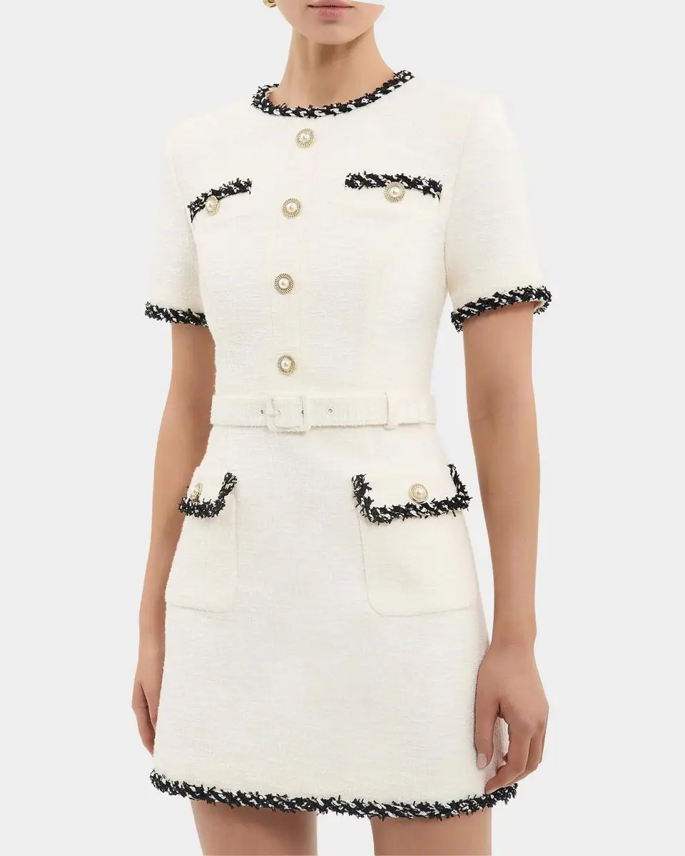 Rebecca Vallance Jacquie Contrast-Trim Tweed Mini Dress | Thumbnail 4