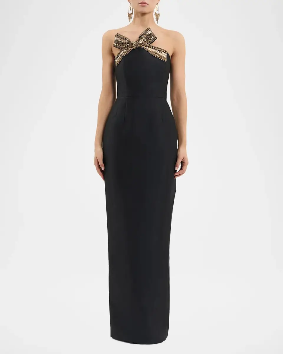 Rebecca Vallance Venus Strapless Bow-Embellished Column Gown | Thumbnail 2 Rebecca Vallance Venus Strapless Bow-Embellished Column Gown | Thumbnail 2