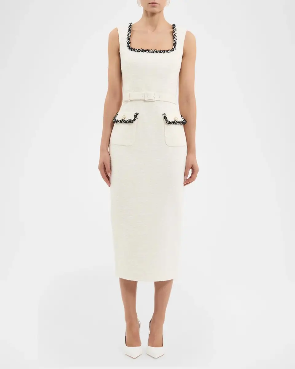 Rebecca Vallance Jacquie Bonded Tweed Midi Dress | Thumbnail 2 Rebecca Vallance Jacquie Bonded Tweed Midi Dress | Thumbnail 2