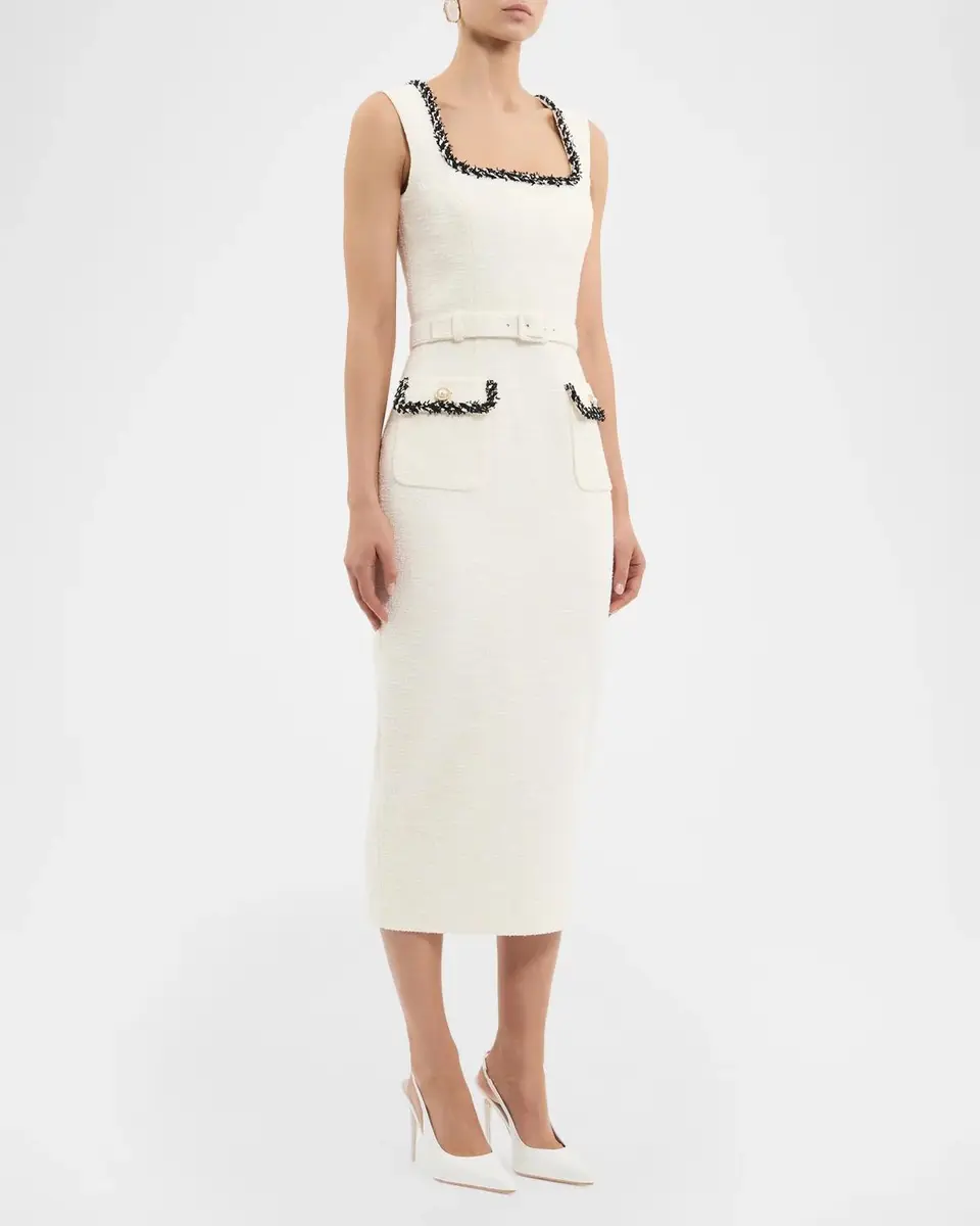 Rebecca Vallance Jacquie Bonded Tweed Midi Dress | Thumbnail 6 Rebecca Vallance Jacquie Bonded Tweed Midi Dress | Thumbnail 6