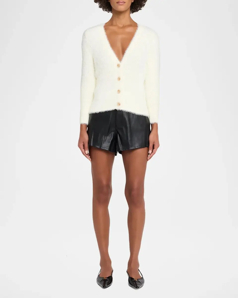 L'Agence Virelle Braided-Waistband Faux-Leather Shorts | Thumbnail 2