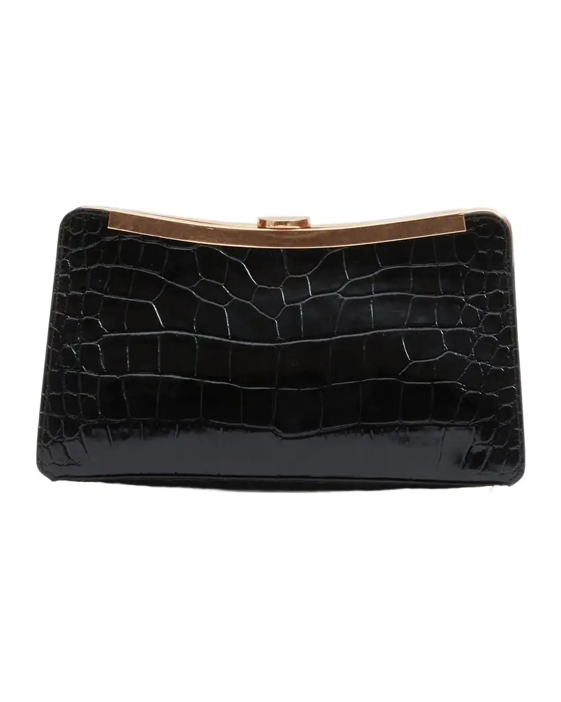 Solange Croc-Embossed Leather Clutch Solange Croc-Embossed Leather Clutch