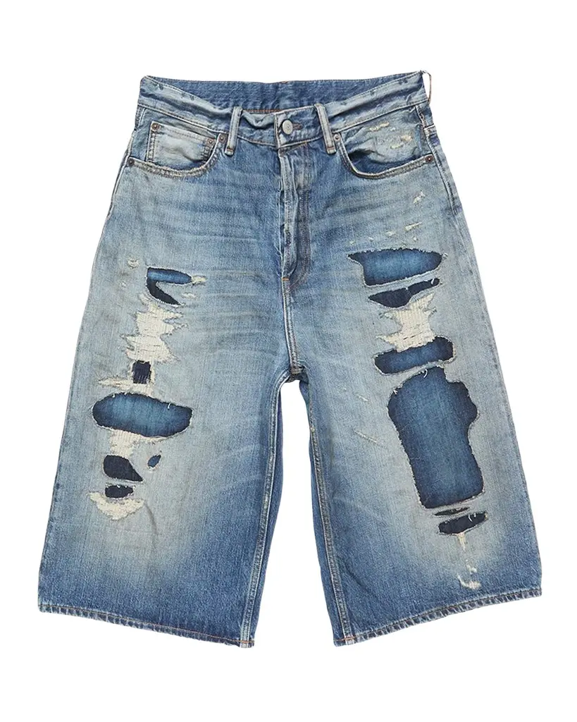 Acne Studios Men's Judda Distressed Denim Shorts | Image 1 Acne Studios Men's Judda Distressed Denim Shorts | Image 1