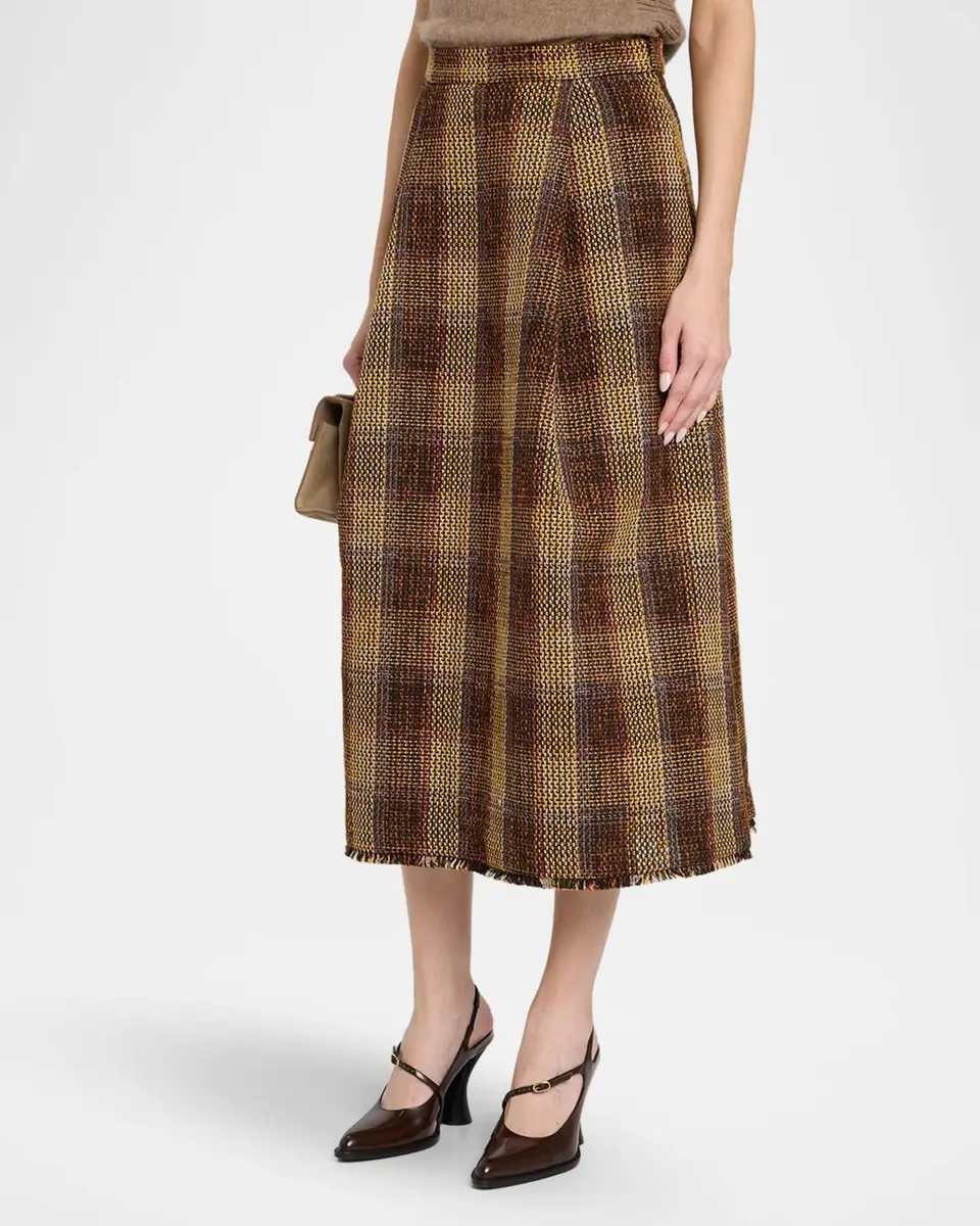 Toccin Stacy Plaid A-Line Midi Skirt | Thumbnail 4 Toccin Stacy Plaid A-Line Midi Skirt | Thumbnail 4