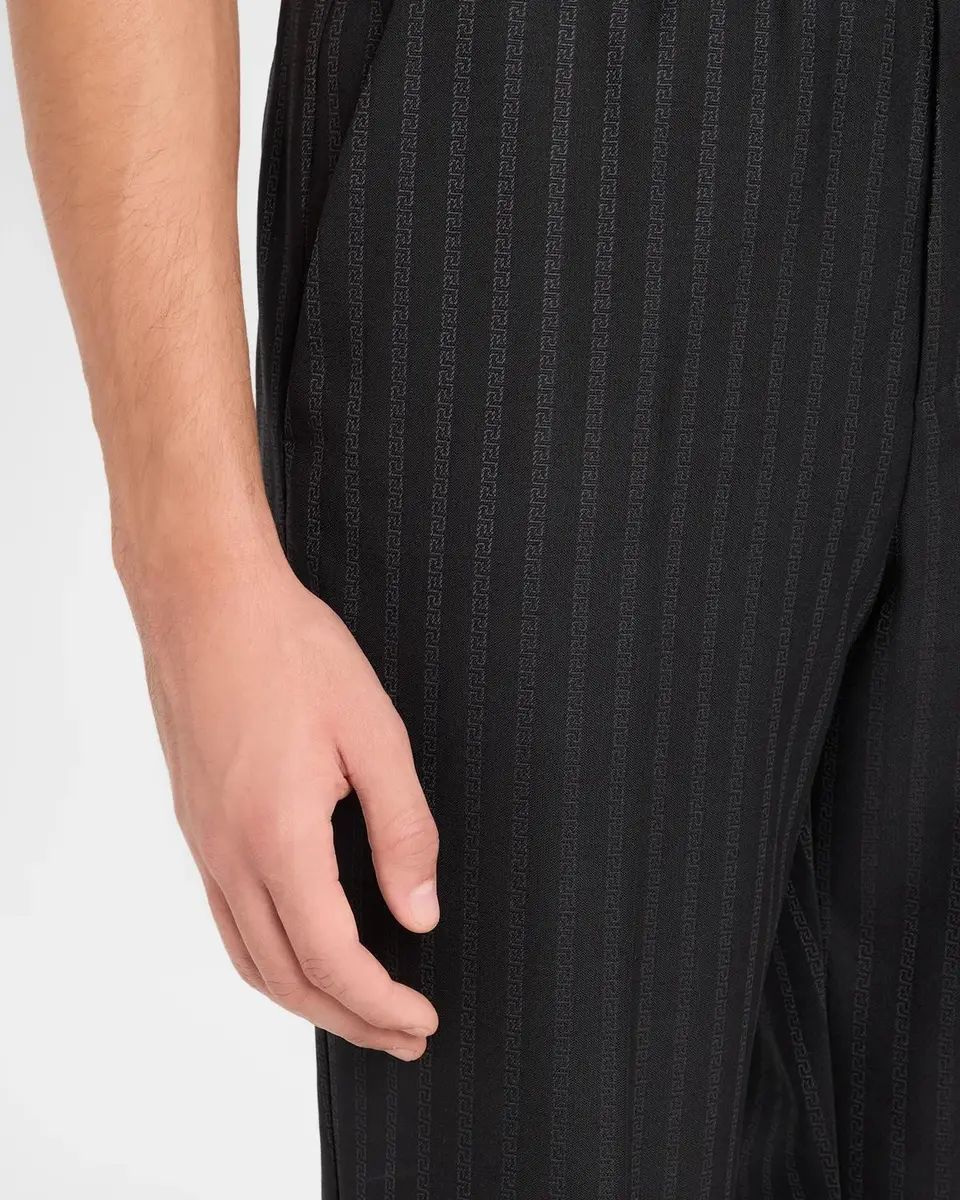 Versace Men's Greca Jacquard Wool Trousers | Thumbnail 5 Versace Men's Greca Jacquard Wool Trousers | Thumbnail 5