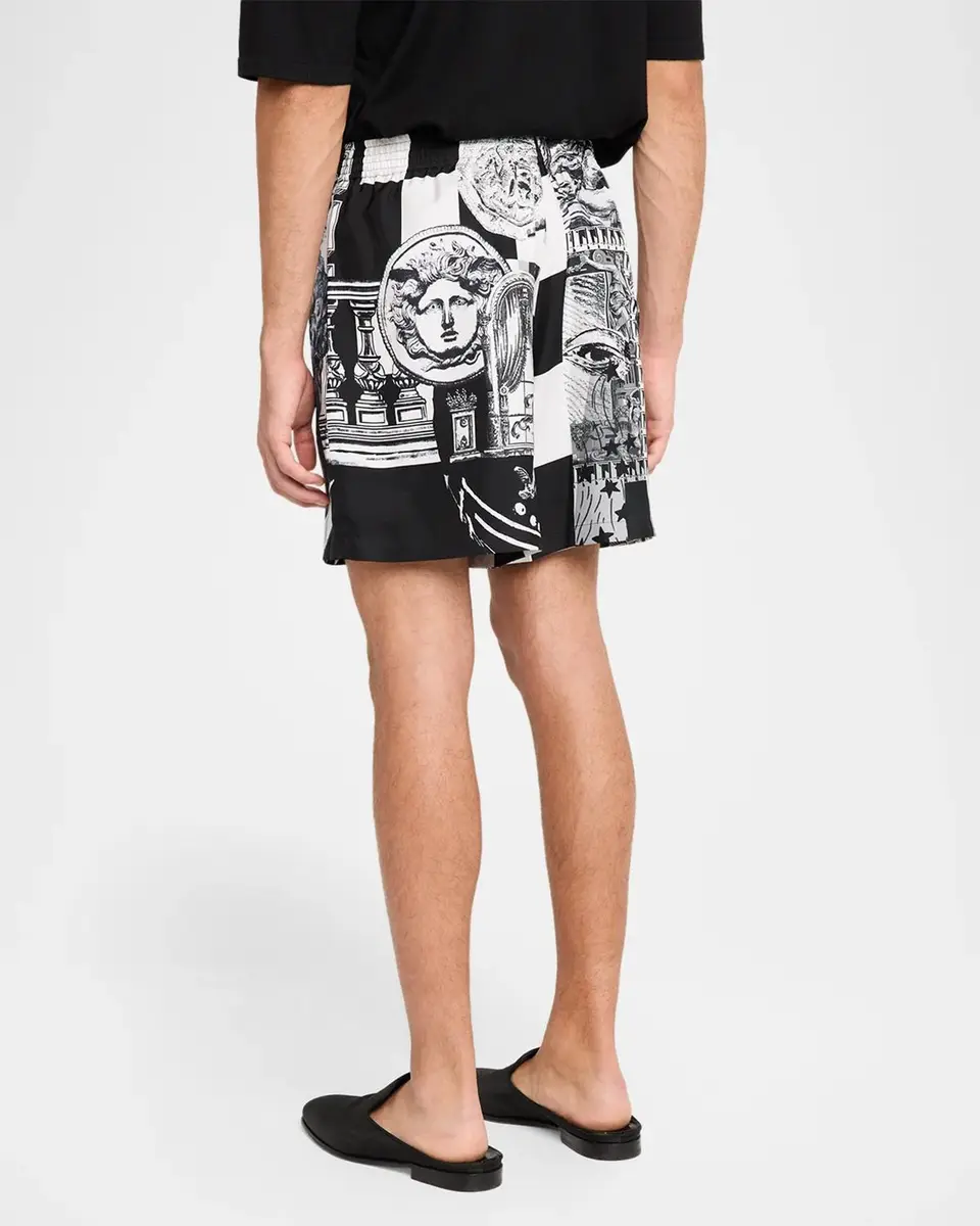 Versace Medusa Collage Silk Twill Shorts | Thumbnail 3 Versace Medusa Collage Silk Twill Shorts | Thumbnail 3