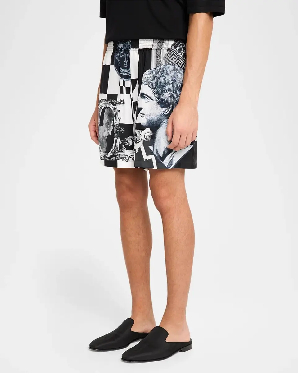 Versace Medusa Collage Silk Twill Shorts | Thumbnail 4 Versace Medusa Collage Silk Twill Shorts | Thumbnail 4