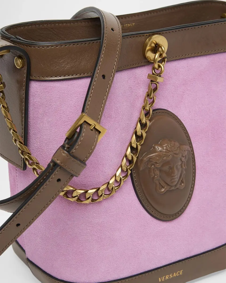 Versace Pivot Mini Suede Bucket Bag | Thumbnail 6 Versace Pivot Mini Suede Bucket Bag | Thumbnail 6