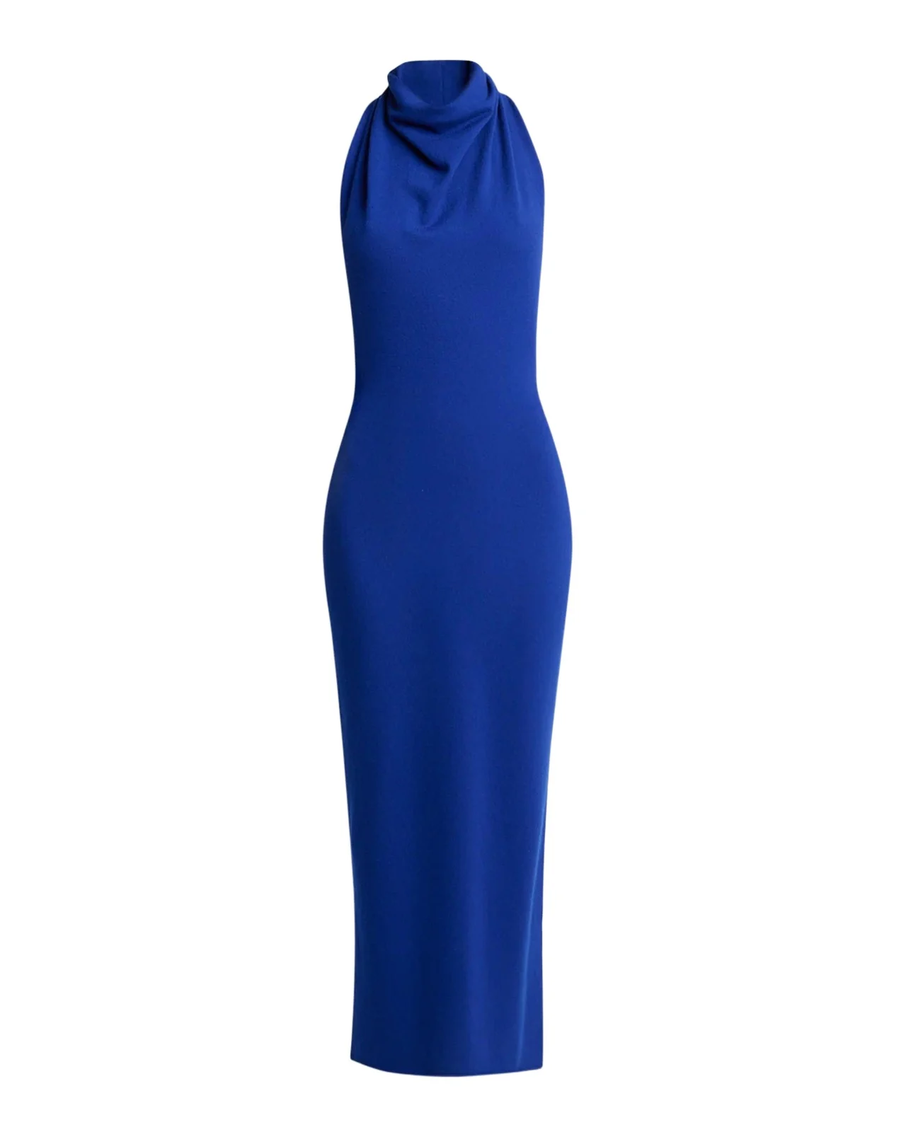 Draped Halter Wool Knit Maxi Dress