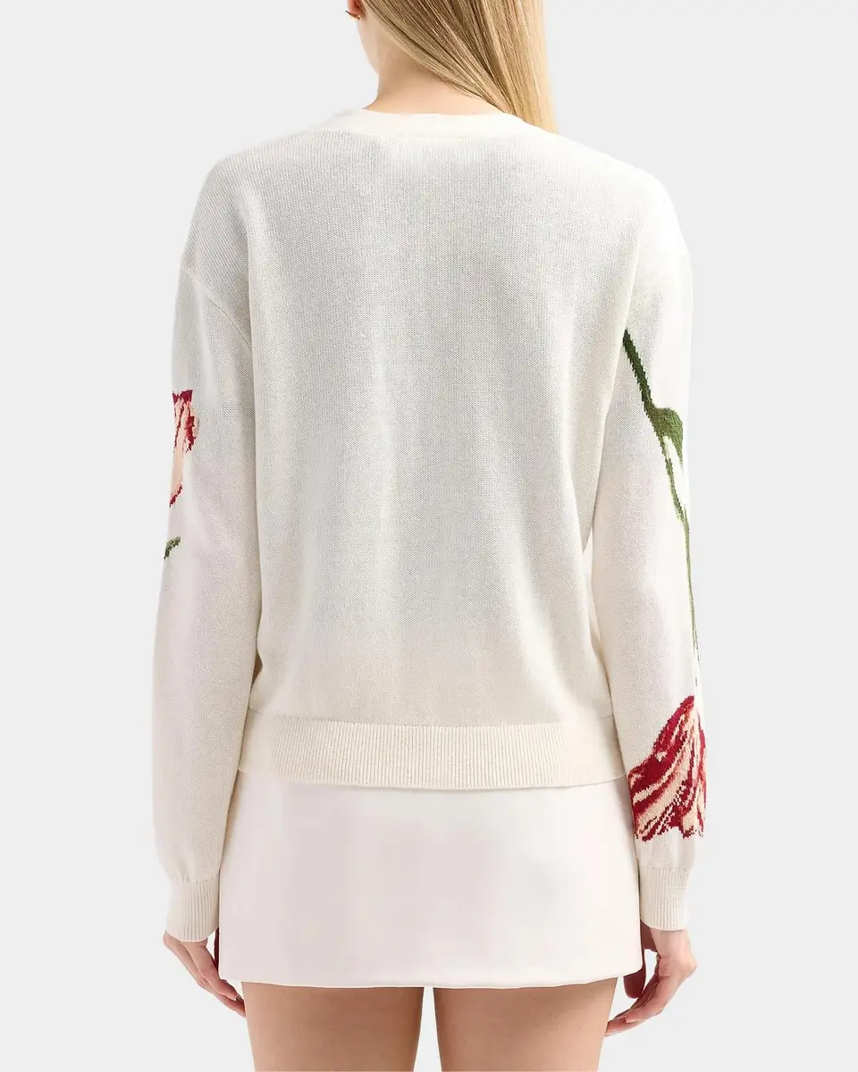Alice + Olivia Bradley Floral Intarsia-Knit Short Cardigan | Thumbnail 3