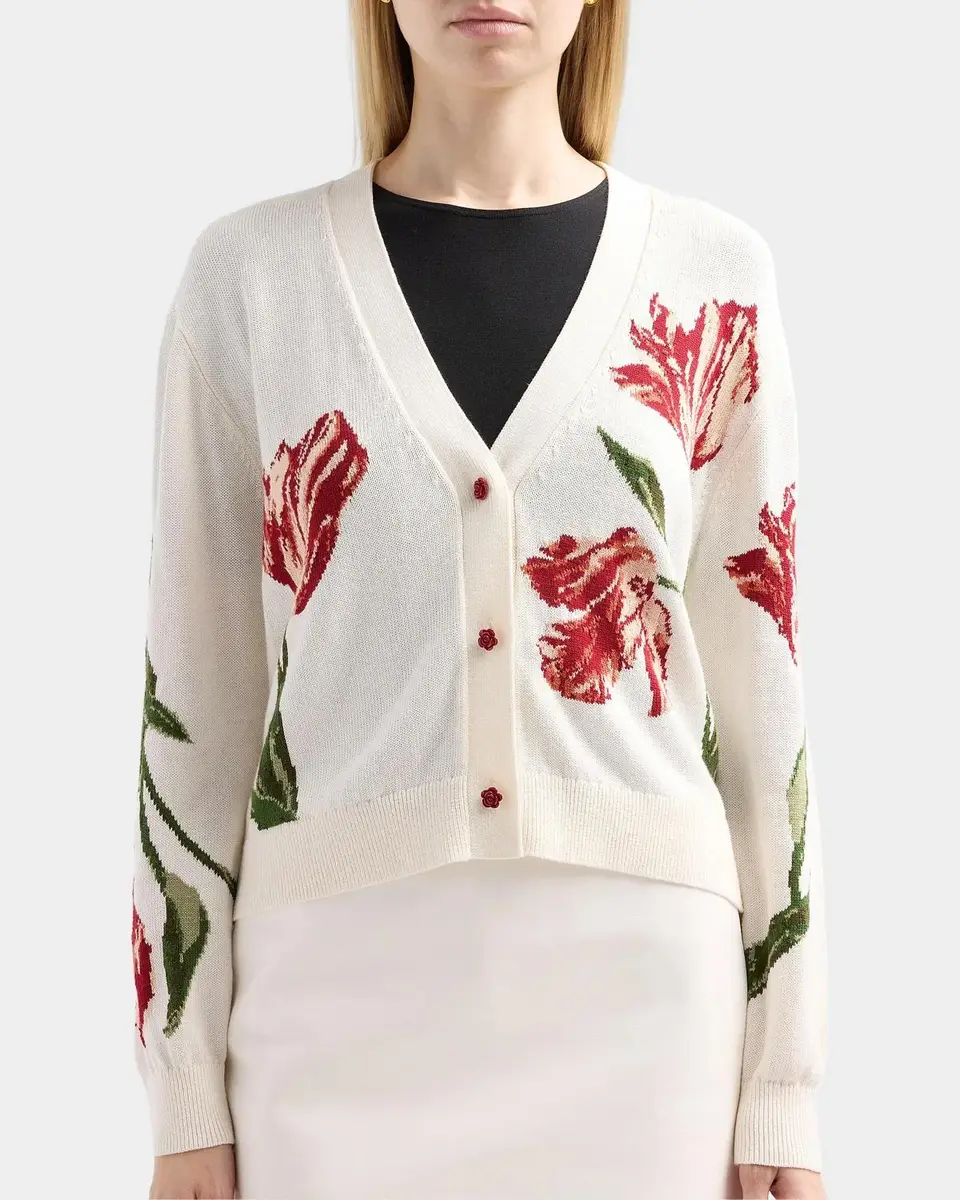 Alice + Olivia Bradley Floral Intarsia-Knit Short Cardigan | Thumbnail 5