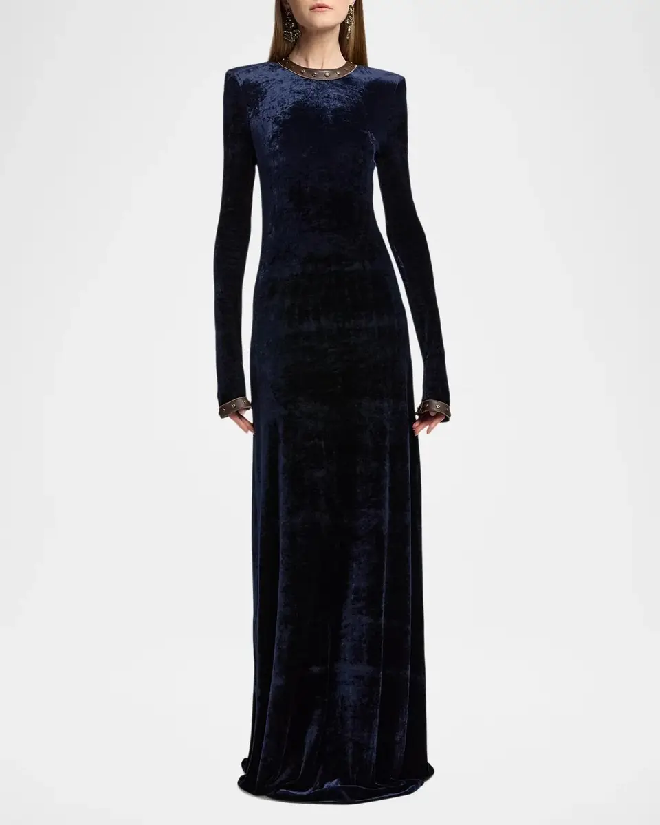 Ralph Lauren Collection Nancie Velour Evening Dress | Thumbnail 4 Ralph Lauren Collection Nancie Velour Evening Dress | Thumbnail 4