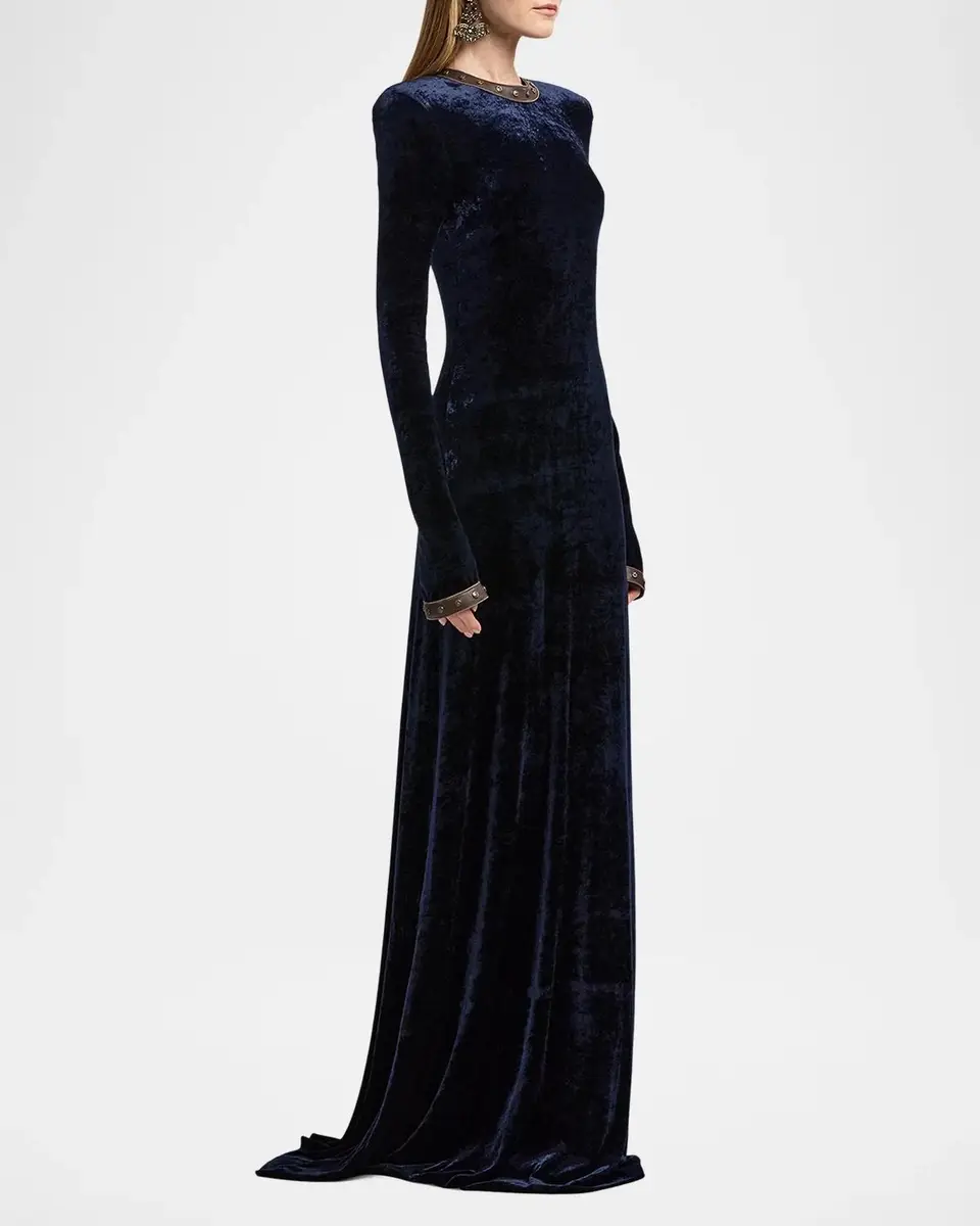 Ralph Lauren Collection Nancie Velour Evening Dress | Thumbnail 6 Ralph Lauren Collection Nancie Velour Evening Dress | Thumbnail 6
