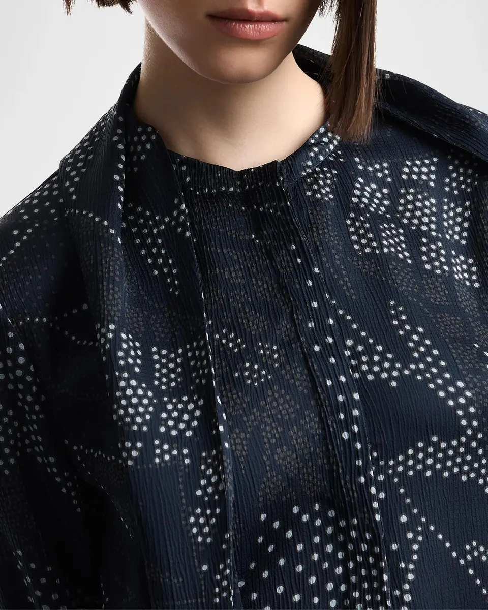 Emporio Armani Tie-Neck Abstract Creponne Shirt | Thumbnail 5 Emporio Armani Tie-Neck Abstract Creponne Shirt | Thumbnail 5