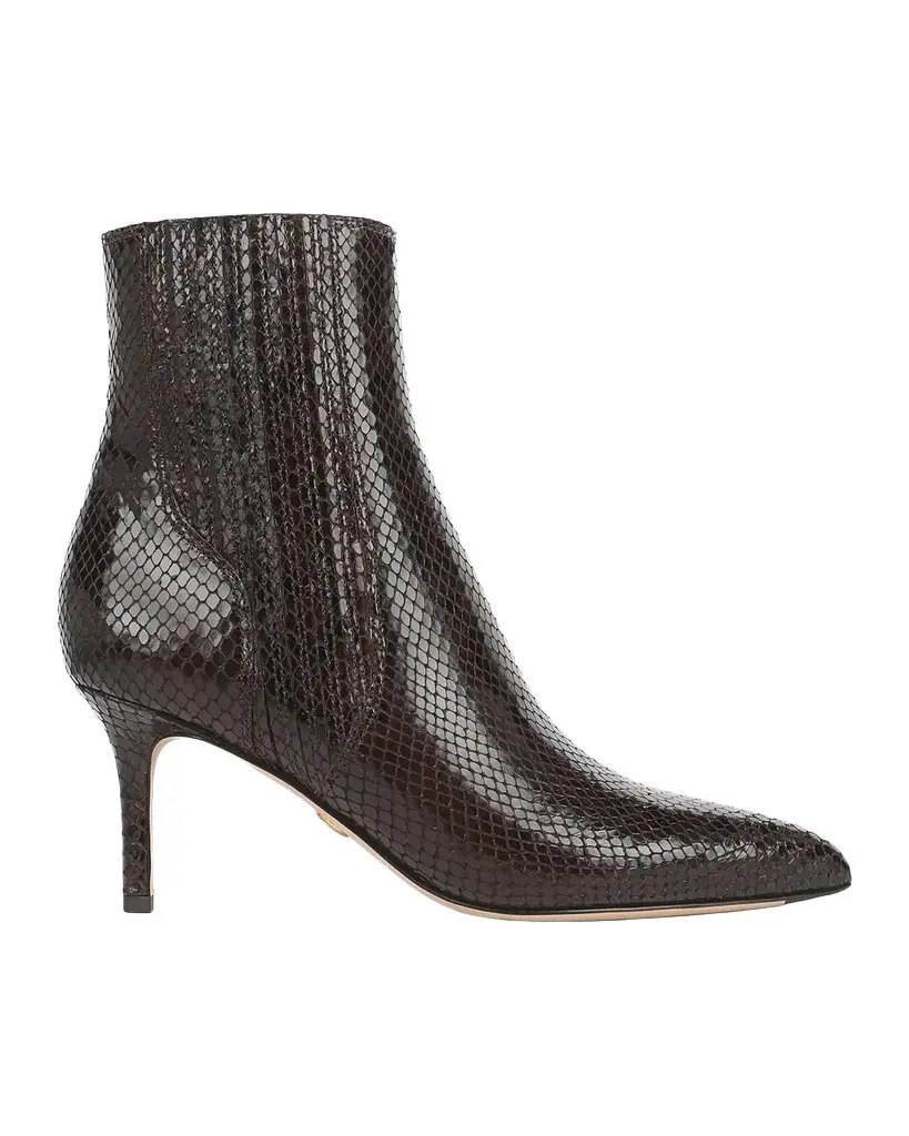 Veronica Beard 70mm Lisa Snake-Embossed Leather Ankle Booties