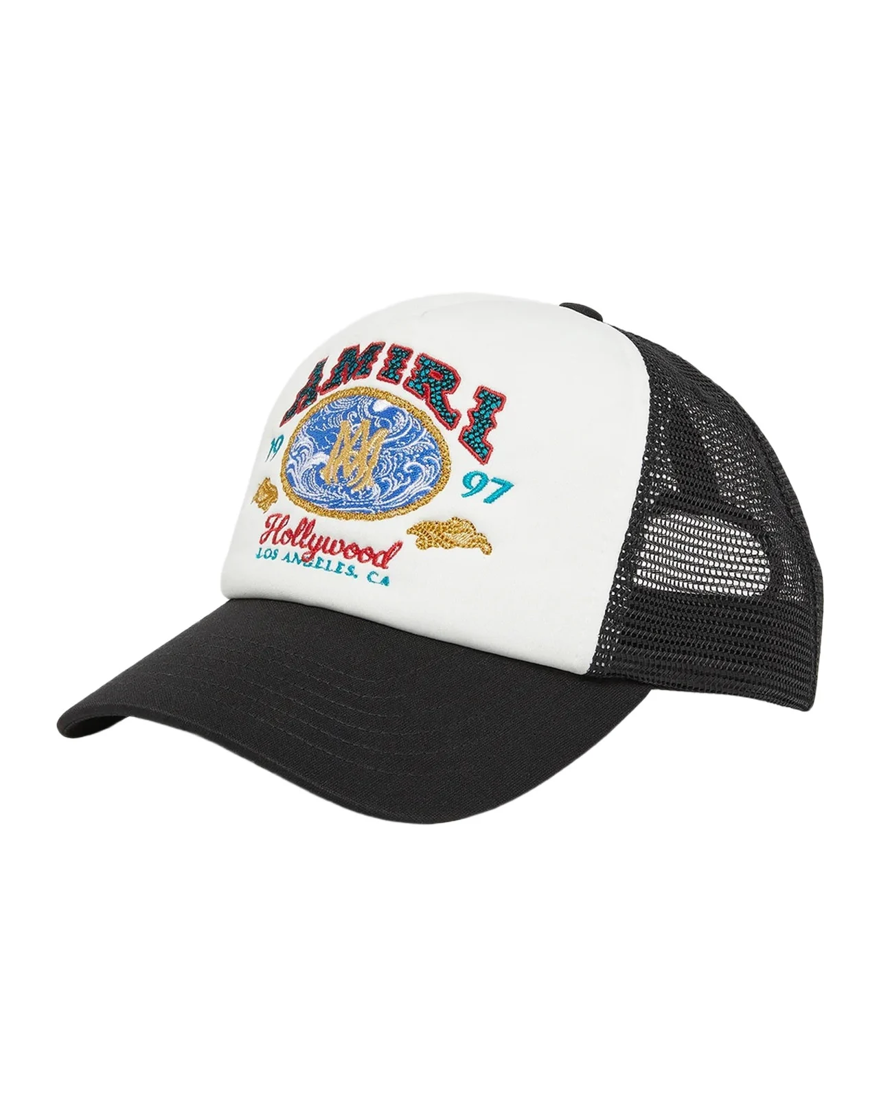 AMIRI Men's Wave Foam Embroidered Logo Trucker Hat