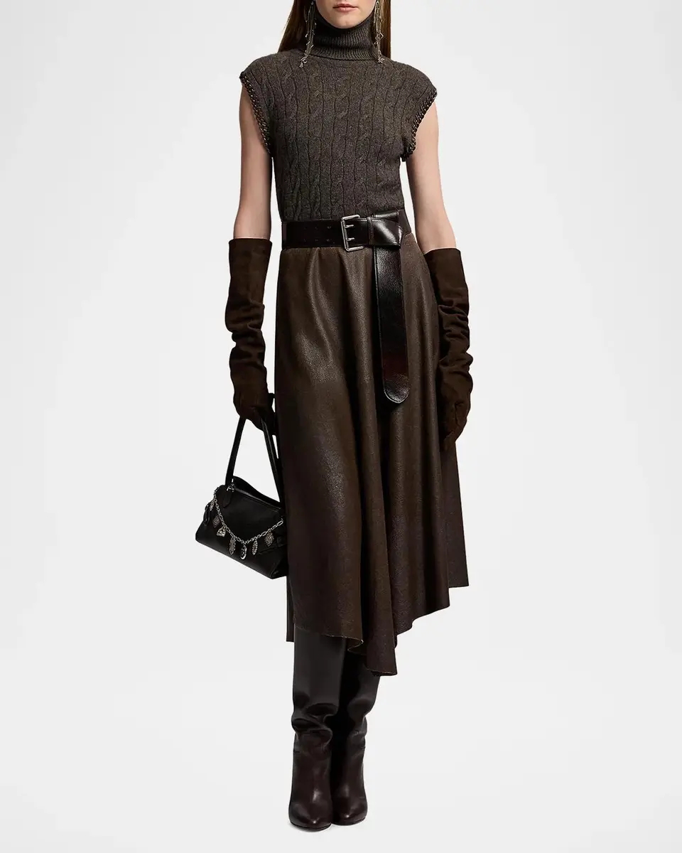 Ralph Lauren Collection Chain-Trim Cable Sleeveless Turtleneck | Thumbnail 2 Ralph Lauren Collection Chain-Trim Cable Sleeveless Turtleneck | Thumbnail 2