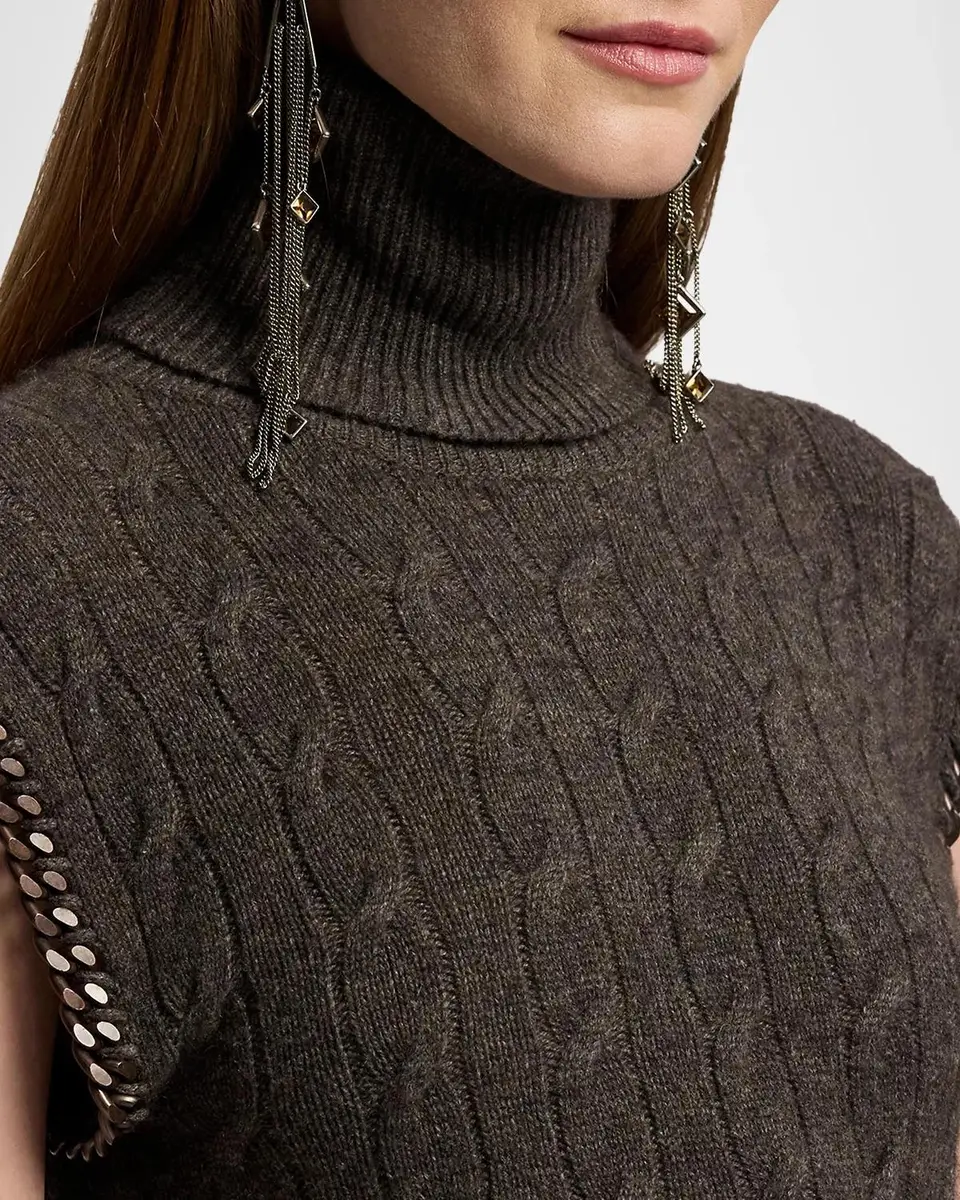 Ralph Lauren Collection Chain-Trim Cable Sleeveless Turtleneck | Thumbnail 5 Ralph Lauren Collection Chain-Trim Cable Sleeveless Turtleneck | Thumbnail 5
