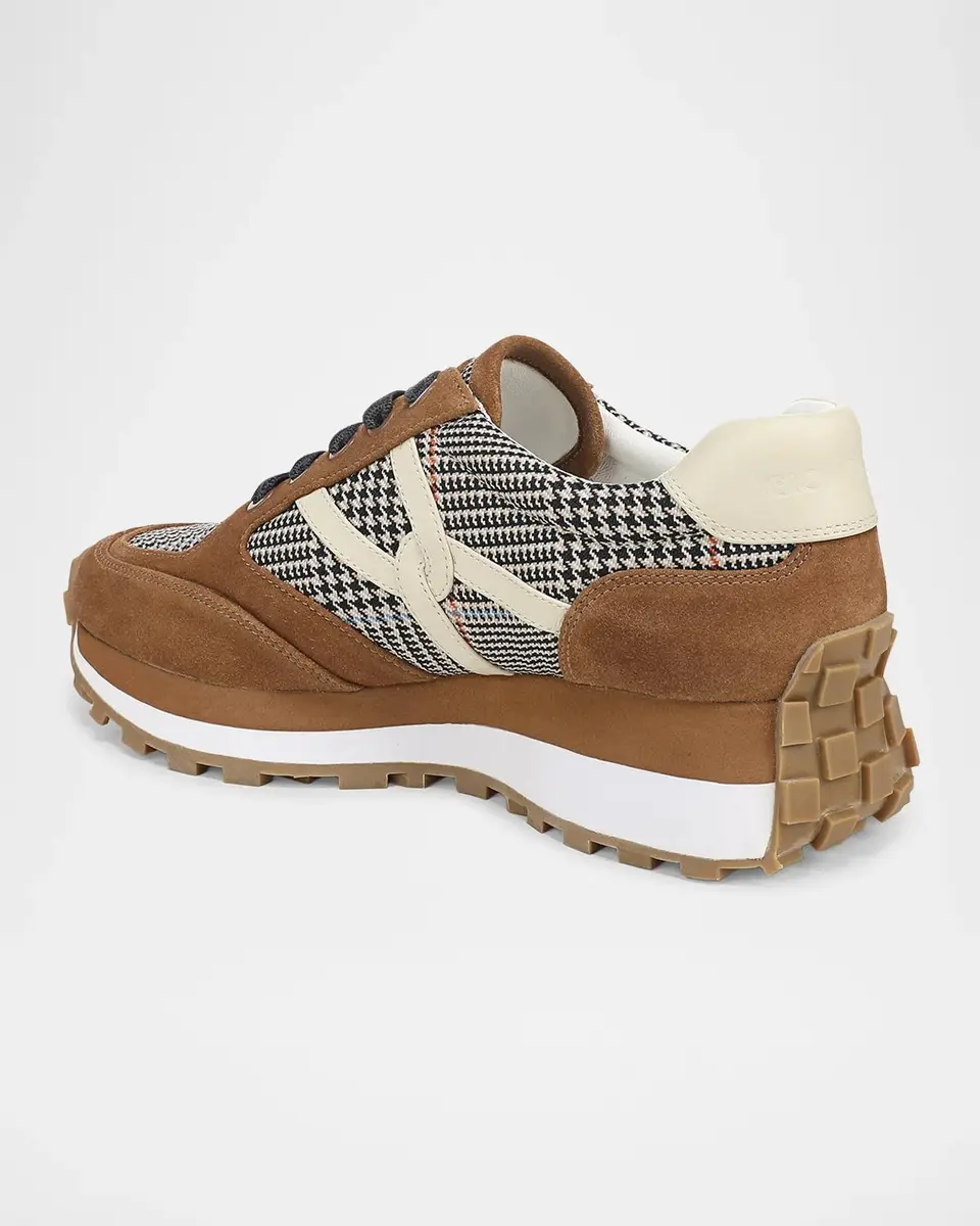 Veronica Beard Valentina Houndstooth Mixed Leather Retro Sneakers | Thumbnail 3 Veronica Beard Valentina Houndstooth Mixed Leather Retro Sneakers | Thumbnail 3