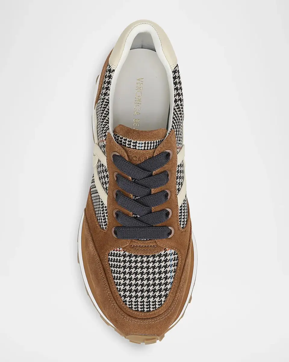 Veronica Beard Valentina Houndstooth Mixed Leather Retro Sneakers | Thumbnail 4 Veronica Beard Valentina Houndstooth Mixed Leather Retro Sneakers | Thumbnail 4