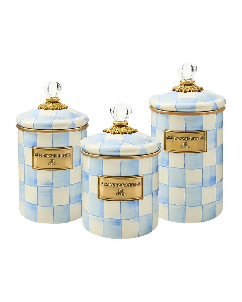 MacKenzie-Childs Check Enamel Storage Container | Image 1 MacKenzie-Childs Check Enamel Storage Container | Image 1