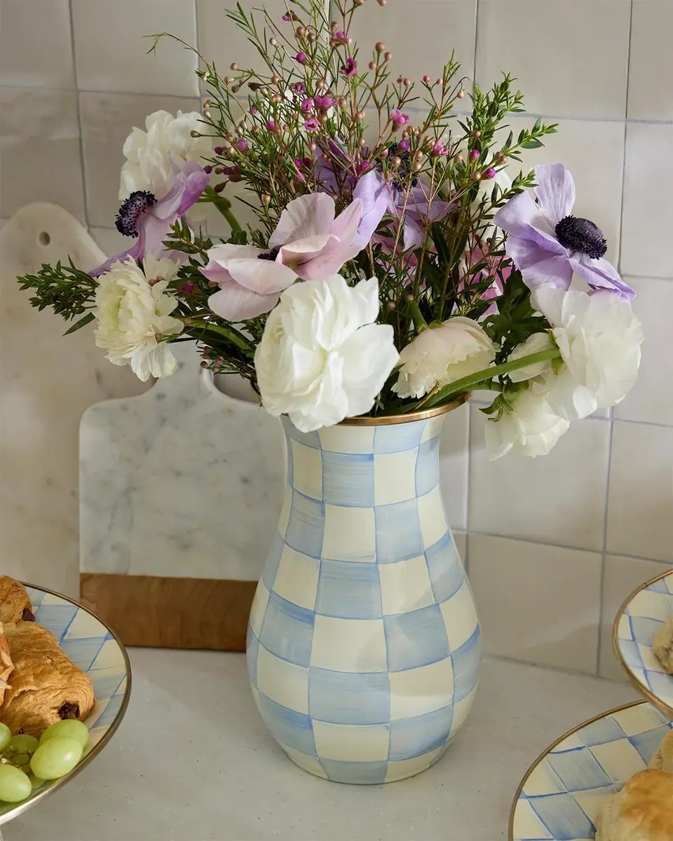 MacKenzie-Childs Sky Check Hand-Painted Enamel Vase | Thumbnail 2 MacKenzie-Childs Sky Check Hand-Painted Enamel Vase | Thumbnail 2