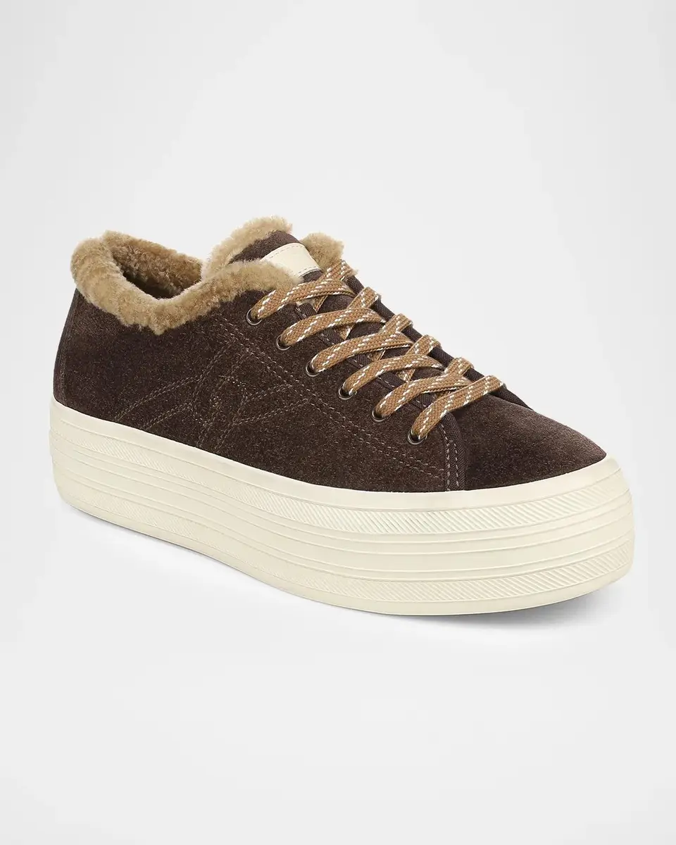 Veronica Beard Truett Shearling-Lined Suede Platform Sneakers | Thumbnail 2