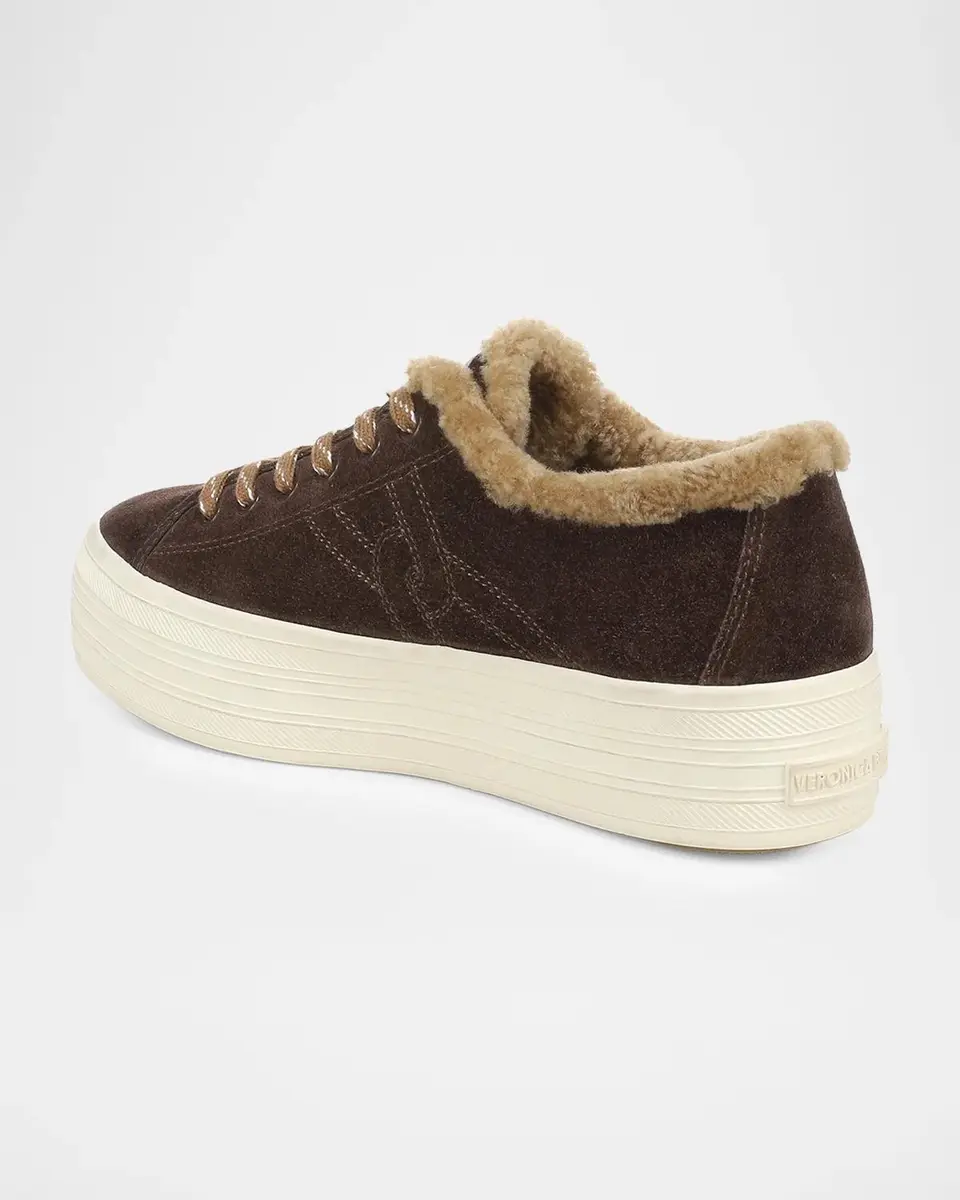 Veronica Beard Truett Shearling-Lined Suede Platform Sneakers | Thumbnail 3