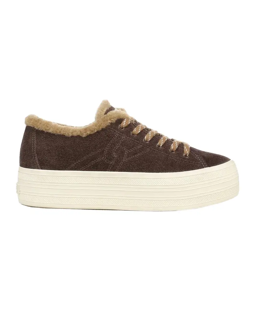Truett Shearling-Lined Suede Platform Sneakers