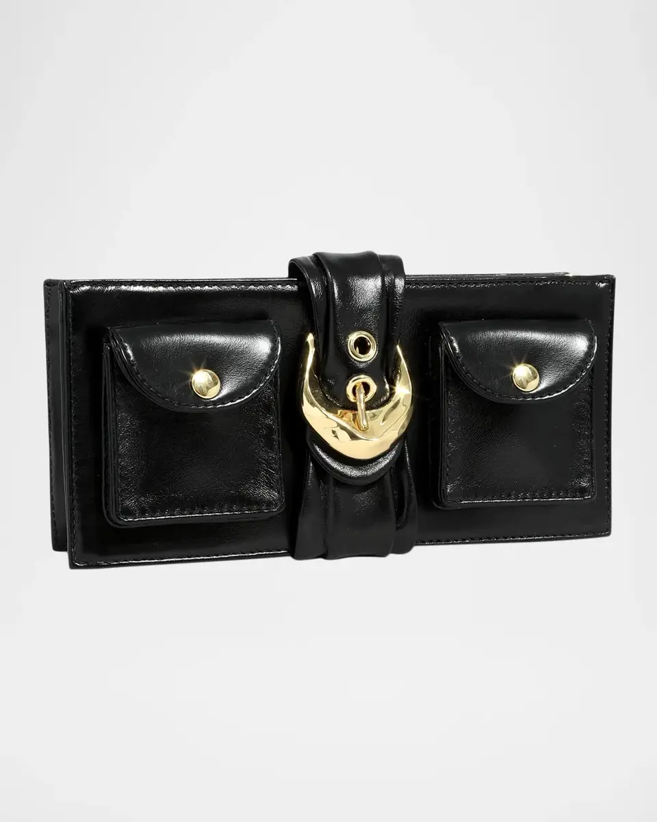 ALEXIS BITTAR Buckle Leather Clutch Bag | Thumbnail 3