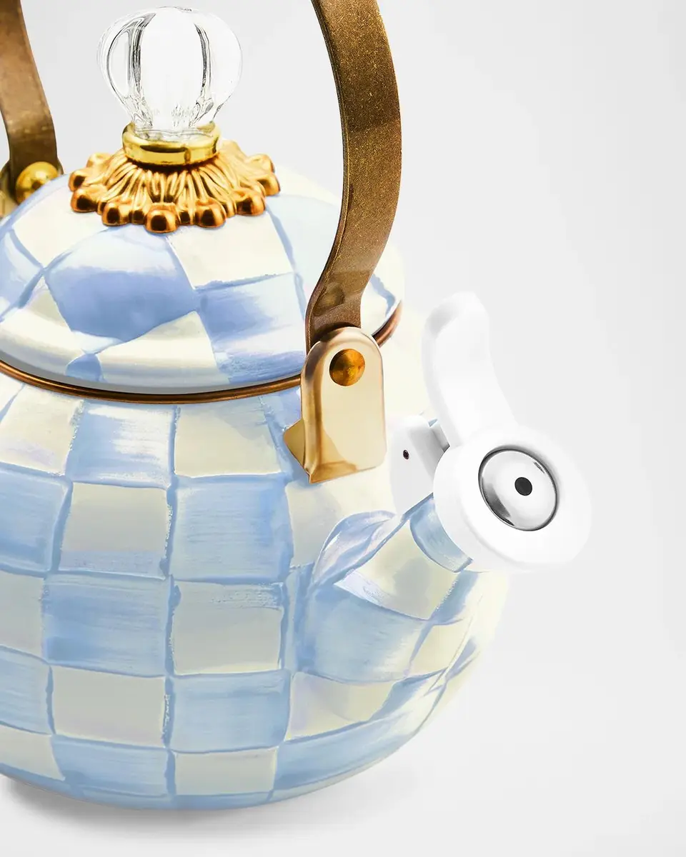MacKenzie-Childs Sky Check Whistling Tea Kettle, 2 Quarts | Thumbnail 2
