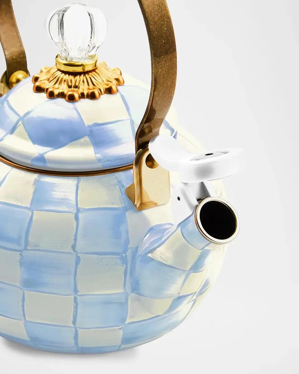 MacKenzie-Childs Sky Check Whistling Tea Kettle, 2 Quarts | Thumbnail 3